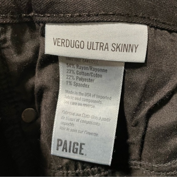 PAIGE Verdugo Black Ultra Skinny Jeans Size 30 - Picture 6 of 6